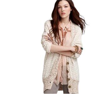 Free People Bumpy Road Chunky Knit Purple/Blue Knit Button Down Cardigan XS